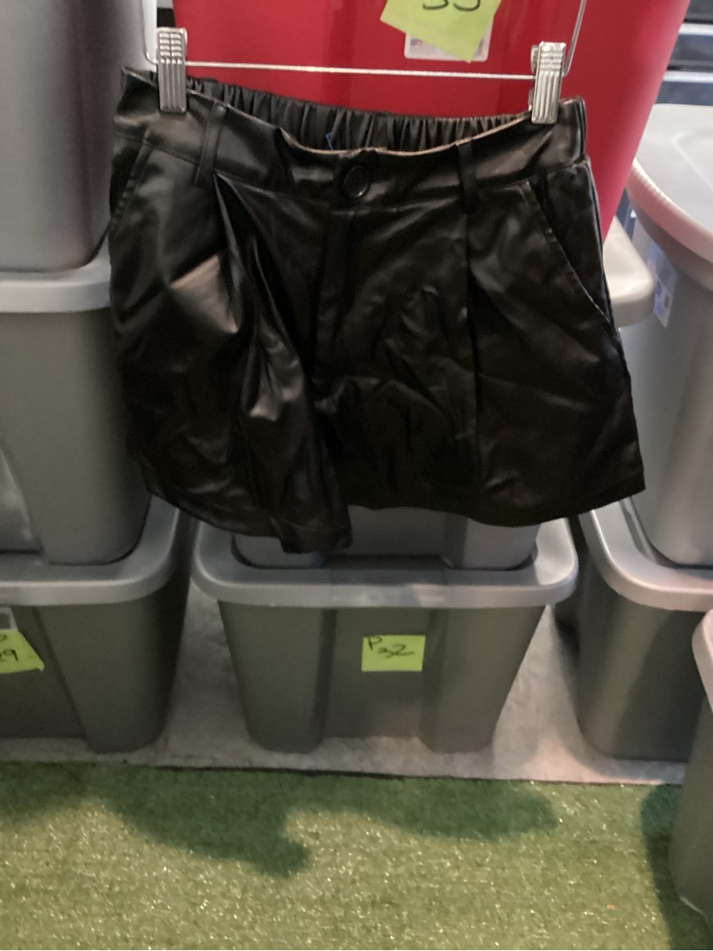 Women’s Black Faux Leather Shorts p58